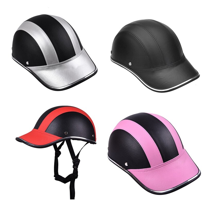 Motorfiets Lederen Helmen Fiets Scooter Half Open Gezicht Beschermende Helm Helm-Veiligheid Unisex Racer Helm Baseball Cap-veiligheid