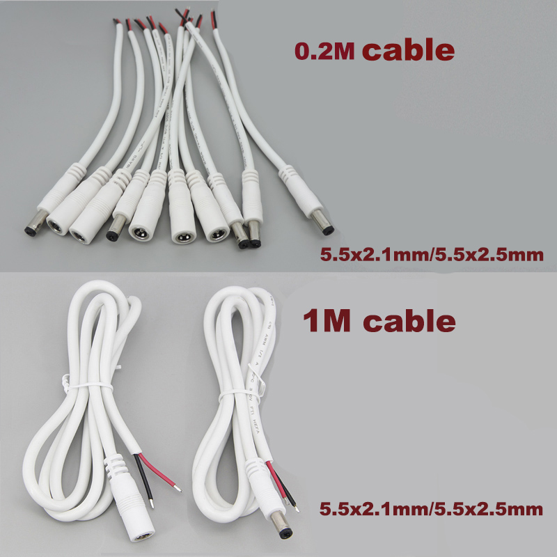Weiß 18awg 7a DC-Stecker DC-Buchse Kabel Netzteil Verlängerung kabel 5,5mm x 2,1mm 2,5mm Kupferdraht