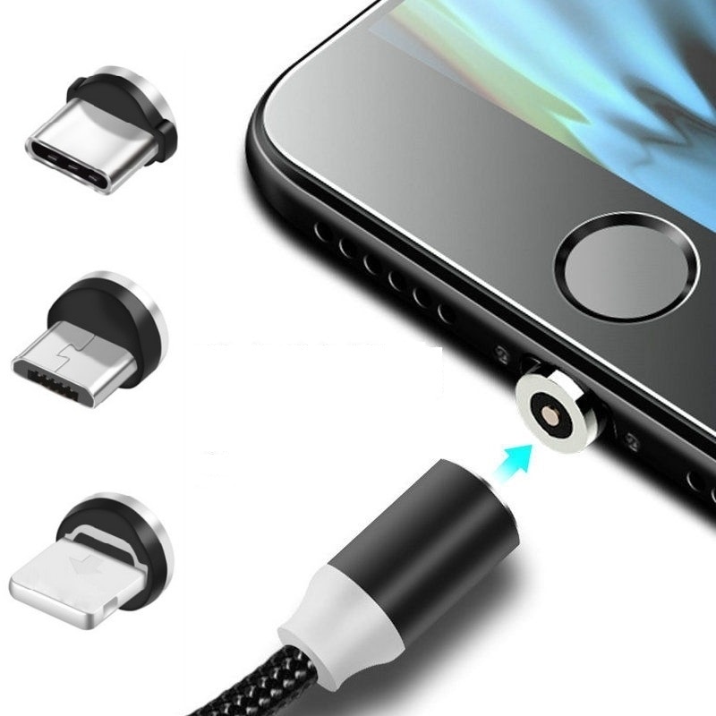 Round Metal Magnetic Cable plug Adapter Accessories Type C/Micro USB/8 pin Fast Charging Android Type-C Cord Phone Dust plugs