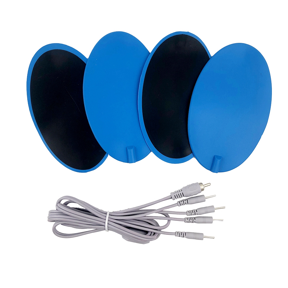 RCA Plug Cable with 4 Output Plugs EMS Electrode Patch Microcuttent Conductive Silicone Paddle Elastic Strict Kit