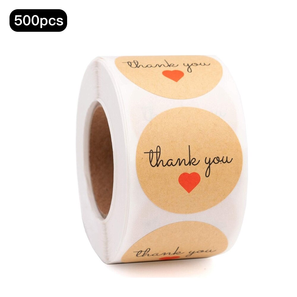 500 stk / rulle håndlavet klistermærke tak klistermærker kraftpapir etiket kaffe rund papirvarer mad klistermærker indretning til konvolut: 04
