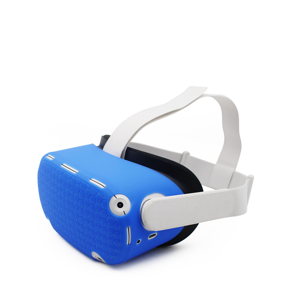 Siliconen Beschermhoes Voor Oculus Quest 2 Vr Headset Helm Hoofd Shell Anti-Krassen Case Voor Oculus Quest 2 accessoires: Blue A