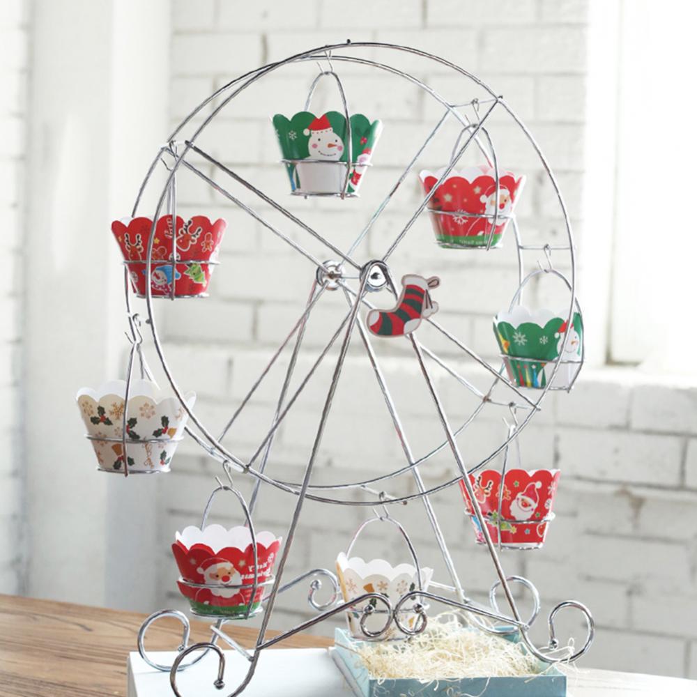 8 Cups Metalen Draaiende Reuzenrad Cupcake Houder Dessert Stand Cake Stand Display Rack Bruiloft Verjaardagsfeestje Decoratie