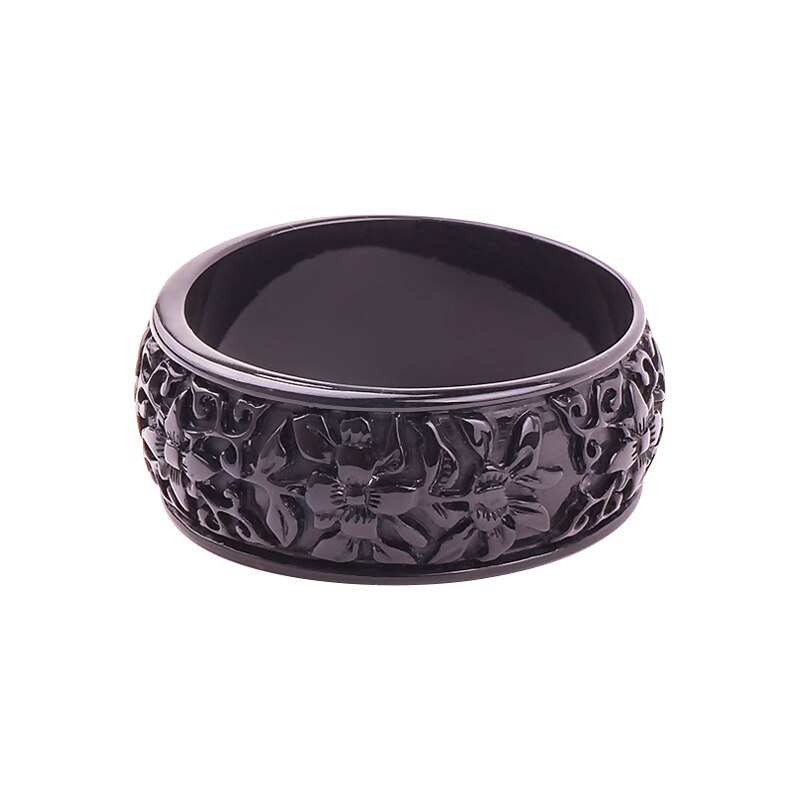 GuanLong-brazalete de resina acrílica para mujer, brazalete ancho con flor tallada, a la , para niñas, de joyería: Bañado en rodio de imitación