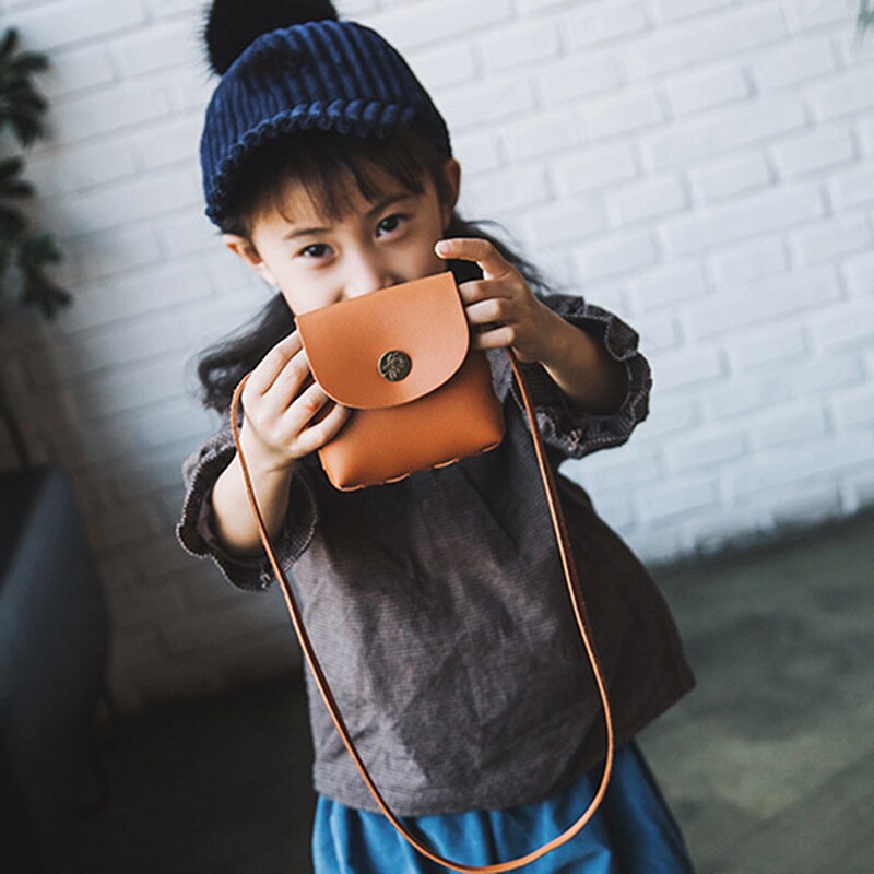 Møntpung til piger drenge håndtaske børn pung møntpung barn lille pung flap vintage babytaske: Brun