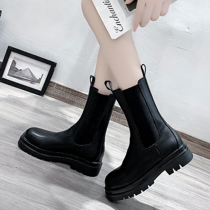 Chunky Boots Woman Shoes Winter Luxury Brand Chelsea Heel Female Platform Boots Lasdies