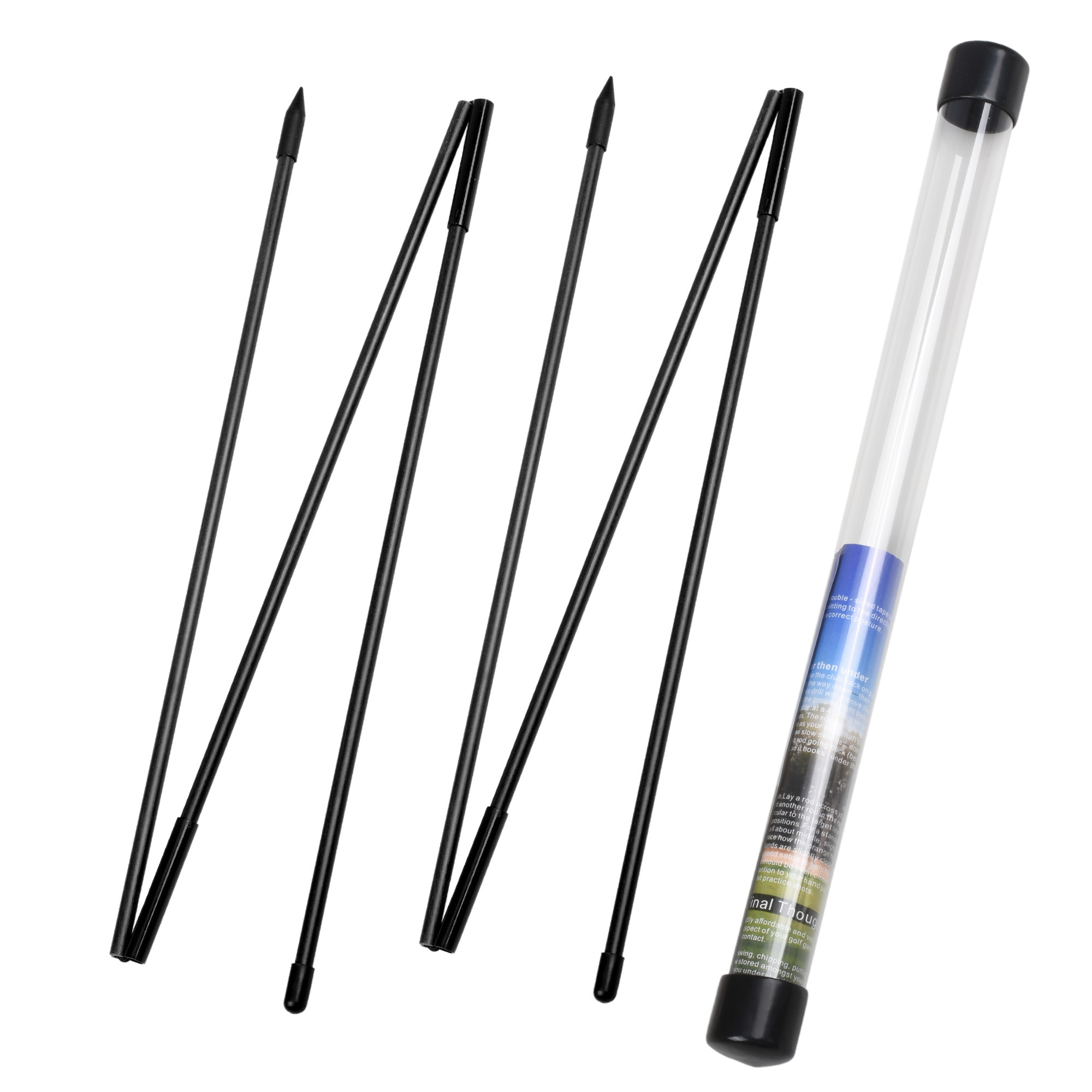 Golf Alignment Sticks 2 Sets 48inch Alignment Practice Rods Collapsible 6 Colors Golf Alignment Sticks Golf Swing Training Tools: black