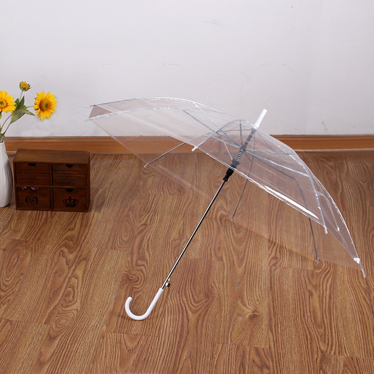 Transparent regn paraply reklam paraply automatisk rak poleumbrella regn paraplyalongumbrella regn paraply: Vit transparent