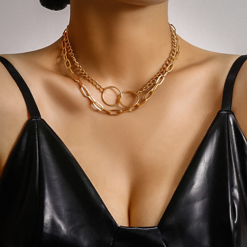 Punk Miami Cuban Choker Necklace Collar Statement Hip Hop Big Chunky Aluminum Gold Color Thick Chain Necklace Women Jewelry: Gold 150