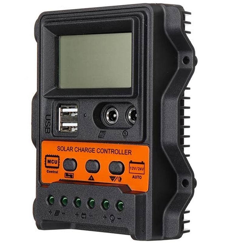 Auto Solar Charge Controller PWM Controller LCD Display Dual USB 5V Output Solar Panel Charger Regulator: Gold