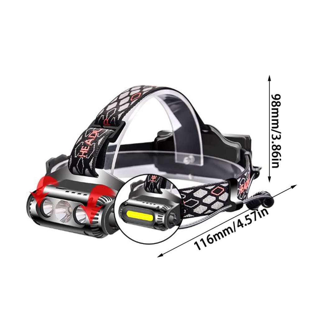 Rotating Strong Head Light White Red Green Three Light Source Multi-Function Usb Charging T6 Warning Headlights