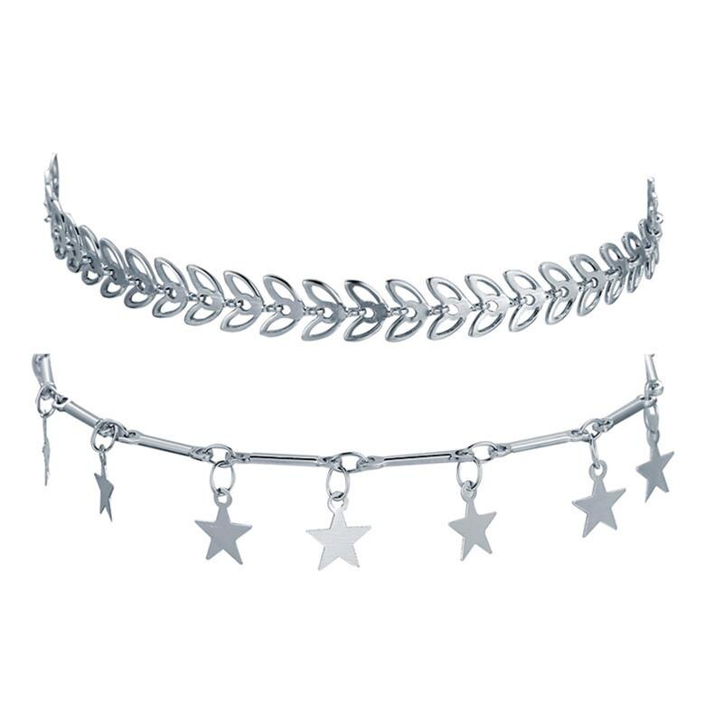 2Pcs di Modo di Stelle Del Pendente Della Decorazione Calzino Bracciali Dainty A Strati Cavigliere Stelle Piede Per Le Donne Accessori Dei Monili Della Ragazza: Default Title