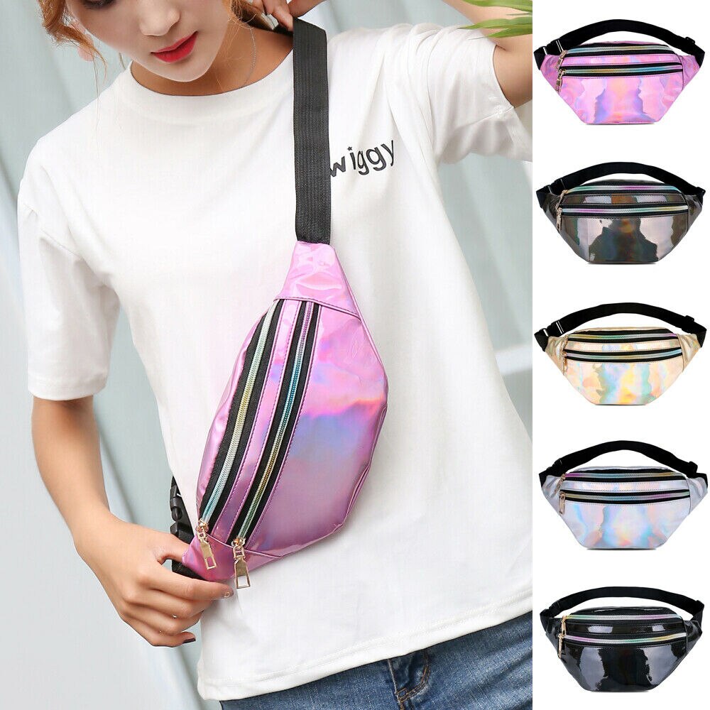 Women Travel Waist Fanny Crossbody Pack Belt Pouch Hip Bum Bag Purse Wallet Black Gold Pink Silver