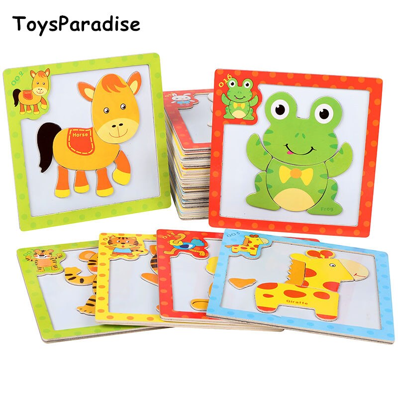 ToysParadise 3D Magnetische Puzzels Carton Voertuig/Dieren Puzzels Houten Speelgoed Voor Kinderen Educatief Baby Speelgoed