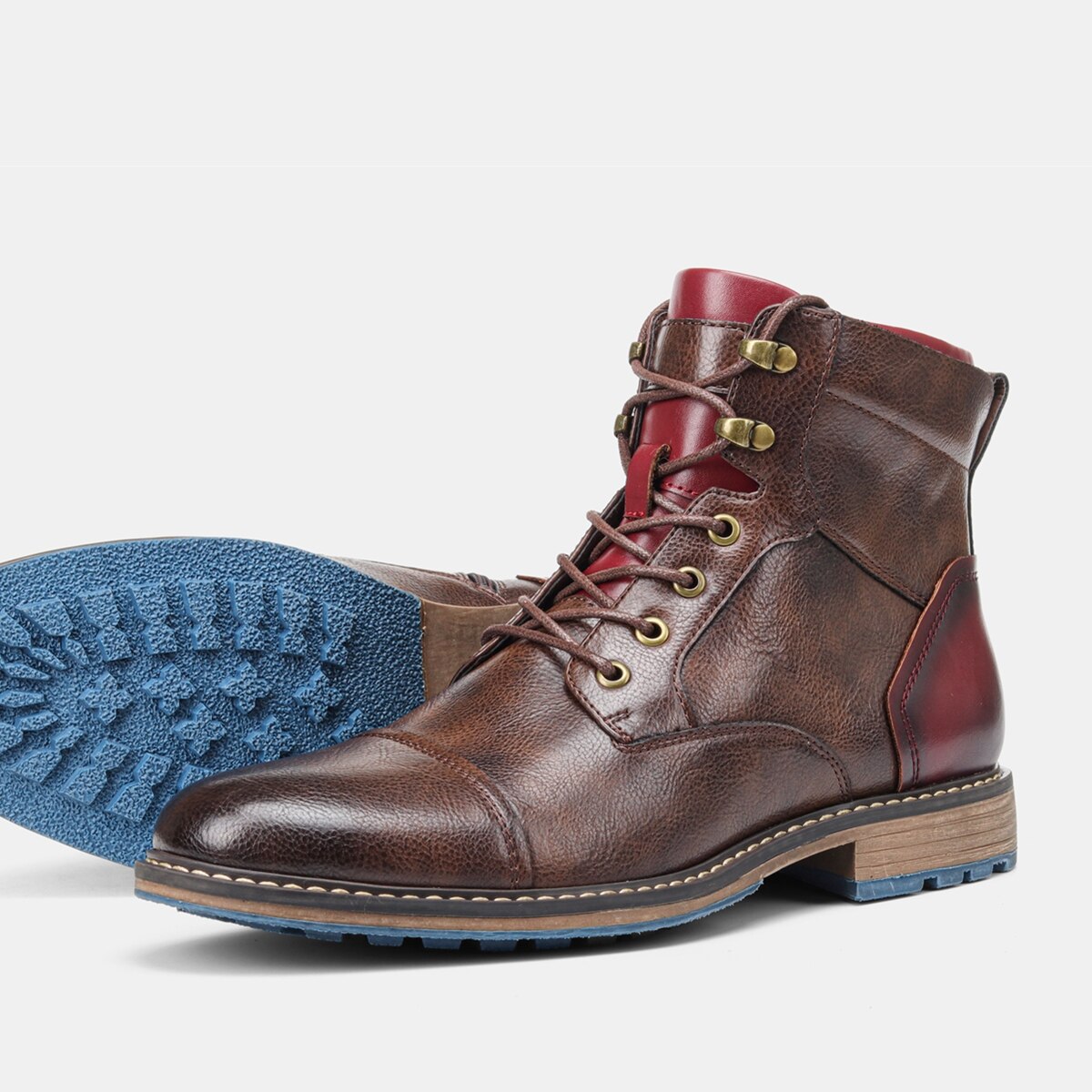 Amerikaanse Stijl Mannen Laarzen Comfortabele Enkellaarsjes Leer # AL603C4