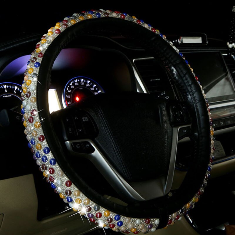 37.5Cm Stuurhoes Kleurrijke Diamant Antislip Coprivolante Auto Cubre Volante Auto Accessoires Interieur Universele: Colorful