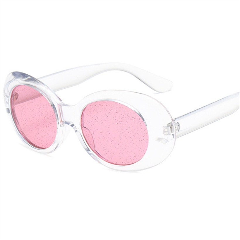 NYWOOH Oval Sunglasses Women Colorful Candy Clear Sun Glasses Men Sequin Red Pink Eyewear Kurt Cobain Glasses Clout Goggles