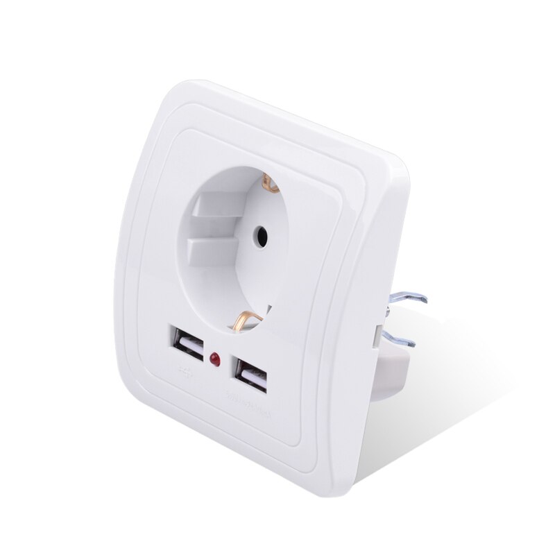 Smart Home Best Dual USB Port 2400mA Wall Charger Adapter 16A EU Standard Electrical Plug Socket Power Outlet Panel