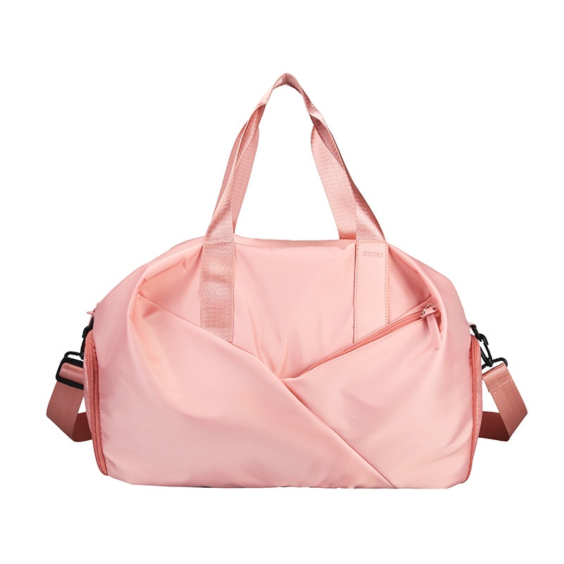 Luggage bag portable travel bag multi function independent shoe position dry wet separation waterproof exercise fitness bag: pink