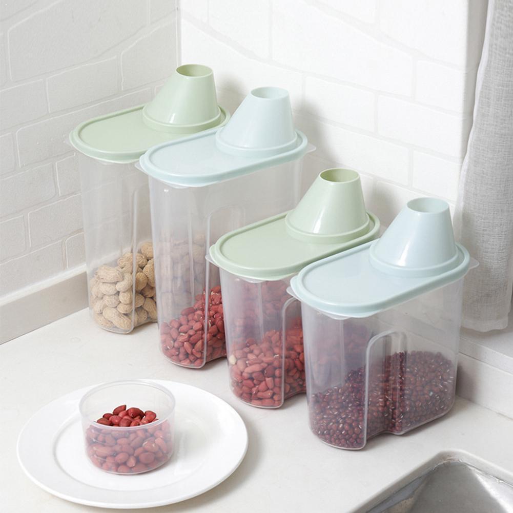 Boîte de stockage de nourriture de PP ensemble de récipient clair en plastique avec verser des couvercles bouteilles de Grains pots de stockage de réservoir cuisine séchée 1.9L-2.5L D4E7
