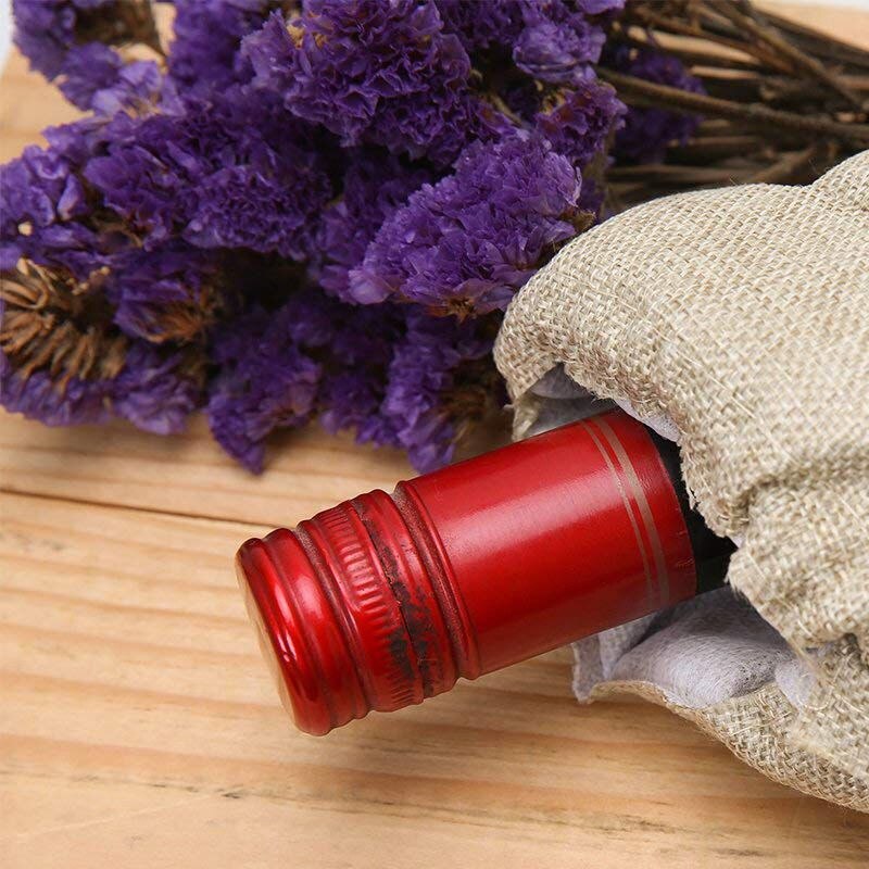 Lniane torby na wino pokrowce na butelki wina ze sznurkiem uchwyt na torebkę wina przewoźnik worek do pakowania dekoracje weselne prezent