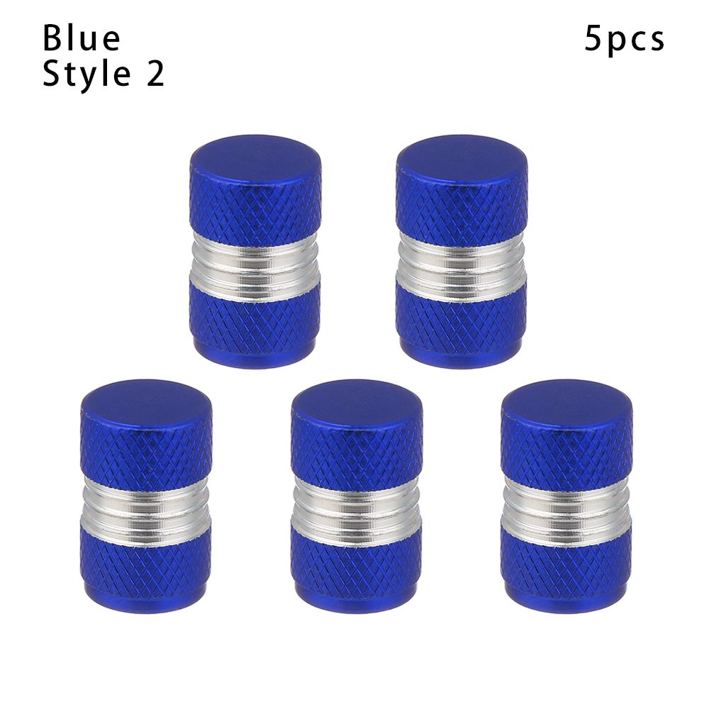 5pcs Universal Bike Valve Caps Dustproof Aluminum Alloy Schrader Valve Caps Motorcycles Trucks Cars Bikes: Blue-Style 2