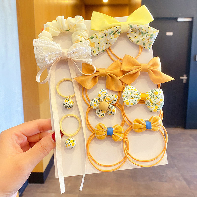 10 Stks/set Kinderen Boog Haarbanden Bloem Plaid Kids Elastische Elastiekjes Scrunchies Hoofddeksels Voor Meisjes Baby Haar Accessoires: 6