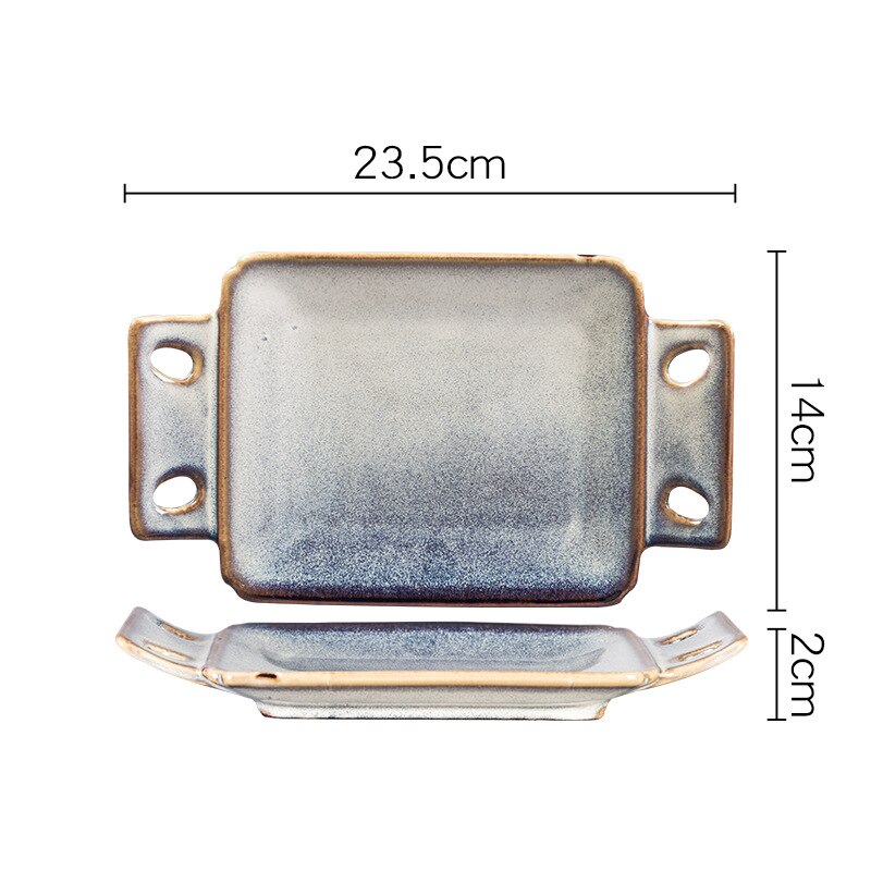 Japanese ceramic sushi dinner plate restaurant supplies kitchen tableware set nordic dessert sald plate trays decorative tea cup: Binaural Plate