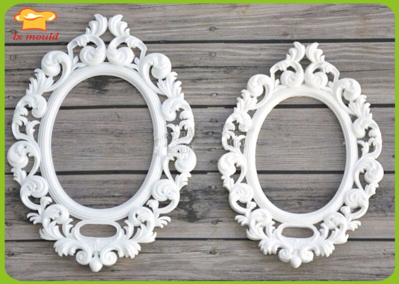 LXYY Moulds Classical flower border frame picture relief biscuit cupcakes fondant silicone mold