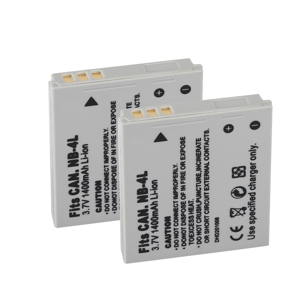 Batería de NB-4L NB4L para Canon IXUS, cargador de 100 mah para modelos 30, 40, 50, 55, 60, 65, 80, 110, I20, 115, 120, 130, 117, 220 IS, 225, 230, 255 y 1400: 2Battery