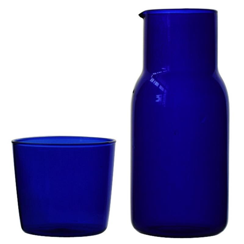 Godteri farge glass tekopp enkel varmebestandig drikkeglass juice glass med tekanne drikke redskaper: Kongeblå