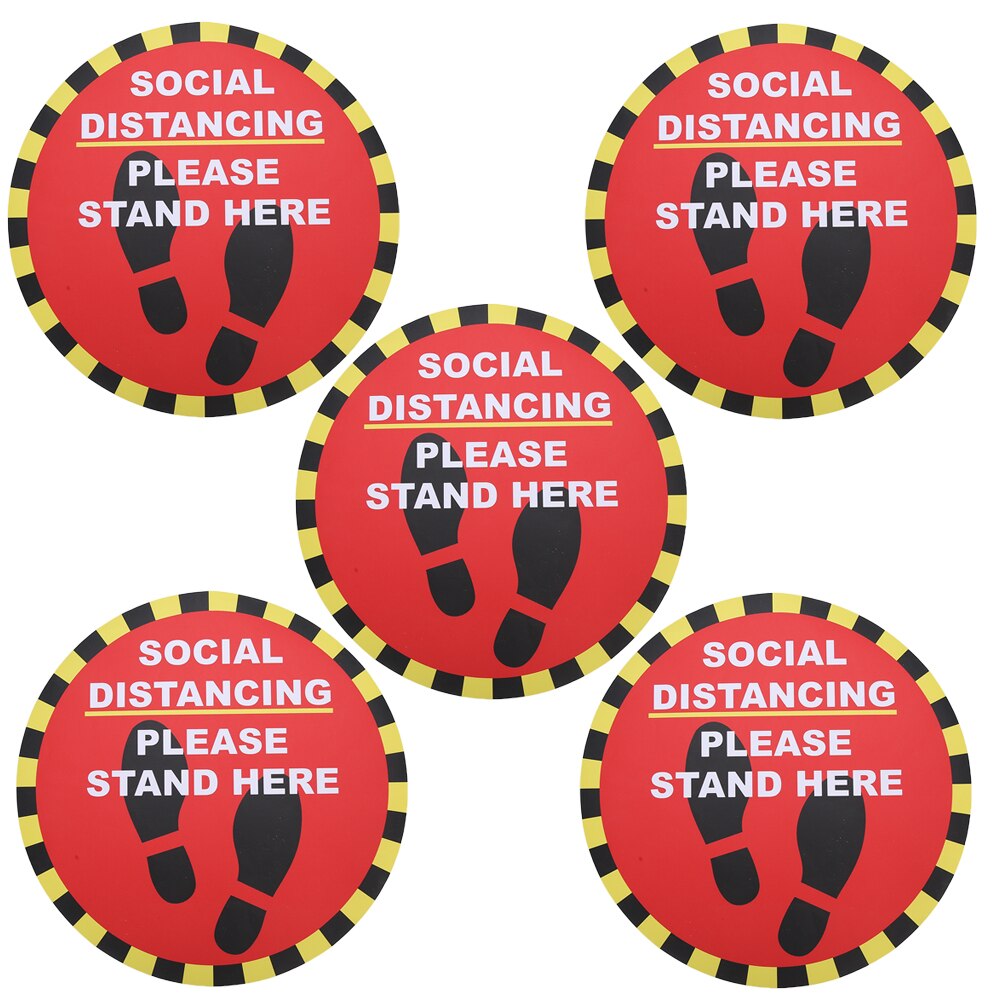 5pcs/Bag Floor Sticker Anti-Slip Safety Warning Distance Sign Floor Decal Non-Toxic PVC Stickers For Store Tile Sticker 30x30cm: G004