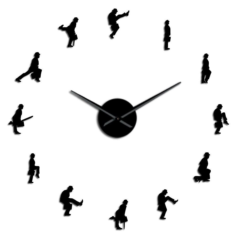 Ministerie Van Domme Wandelingen Moderne Wandklok Britse Comedy Handgemaakte Pop Cultuur Muur Art Sticker Frameloze Grote Klok Muur Horloge: Black / 47 Inch