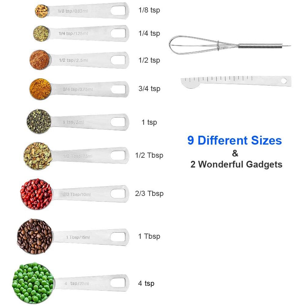 Magnetische Maatlepel Set 7-Delig Roestvrij Staal - Dubbelzijdig Voor Droge & Vloeibare Ingrediënten