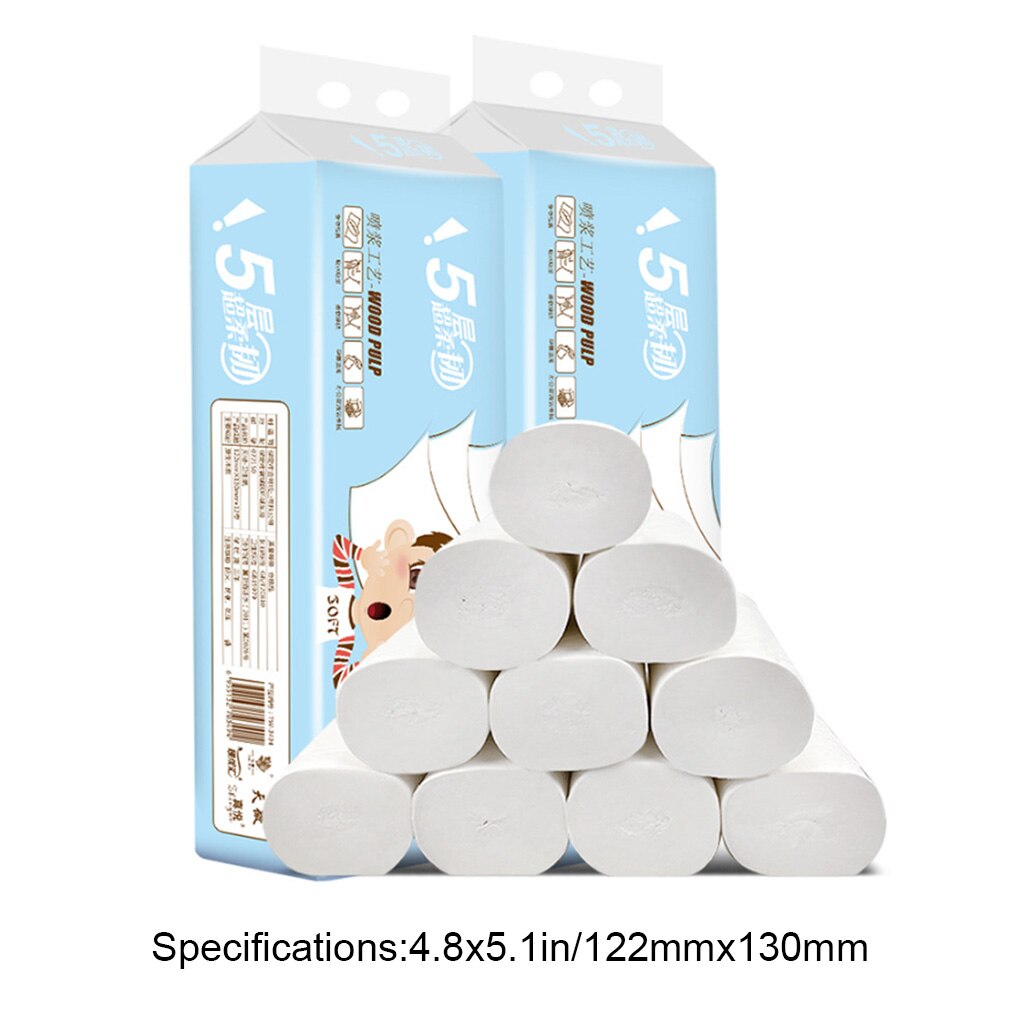 24 Rolls Toilet Tissue Home Bathroom Roll Paper Towel Tissue Roll 5 Layers Soft Toilet Paper Reinforced Wood Pulp Toilet Paper
