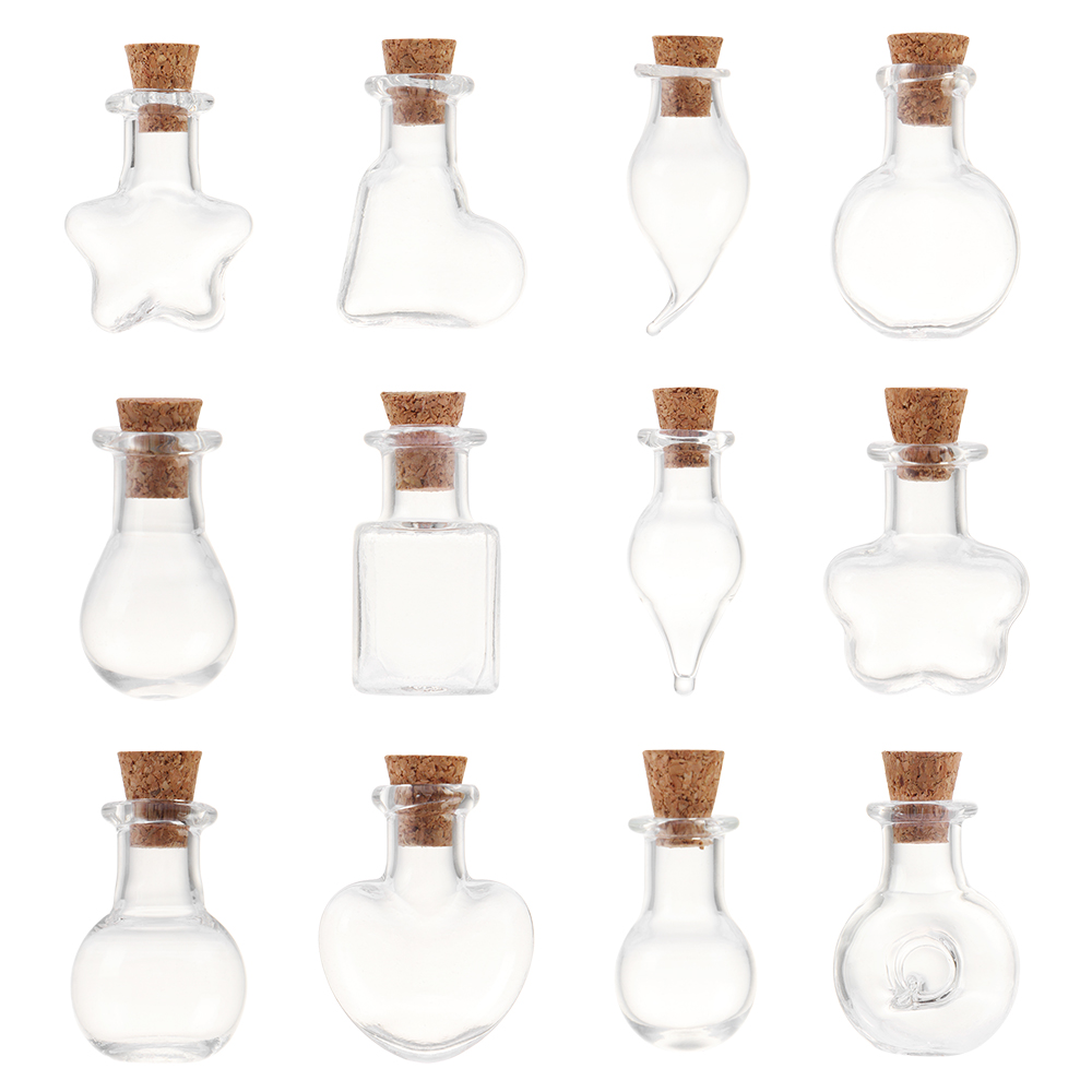 Bocaux d'échantillon vide verre bricolage 5 pièces/pack | Mini verre, bouteille de souhaits, pendentifs de décoration de maison et de mariage, bouchon de liège, flacon de stockage, pendentifs de bricolage
