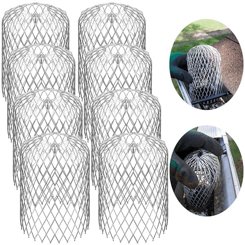 Filtro de hojas de malla antihojas, filtro de malla para aleros de jardín, filtro de tubo de drenaje, malla telescópica gratis, 8 Uds.
