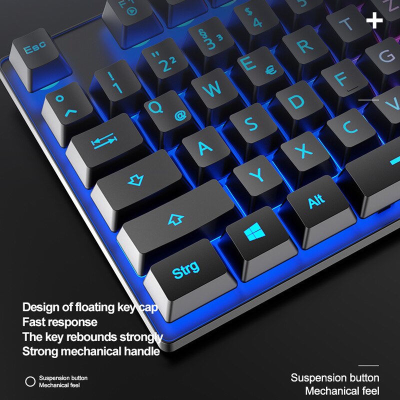 German Keyboard+Mouse+Mousepad Sets PC Gamer Keyboard RGB Backlit Keyboard 104 Keys Wired Keyboard Mause Gamer Gaming Mouse 2022