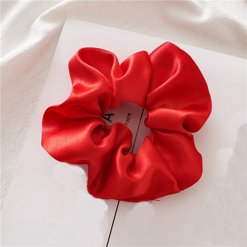 Coletero de seda elástica para niña y mujer, gomas para el pelo de satén púrpura, lazos de goma para el pelo, accesorios para el cabello: Rojo