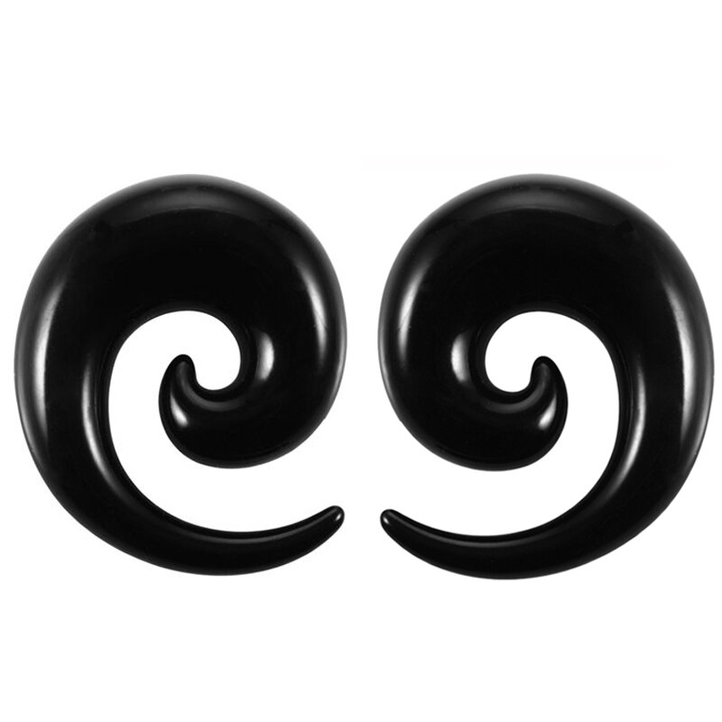 2PC Black White Acrylic Spiral Ear Stretcher Taper Big Size Piercing Ear Expander Steel Tunnel Plugs Body Jewelry 12mm-24mm: PURPLE / Light Yellow Gold Color
