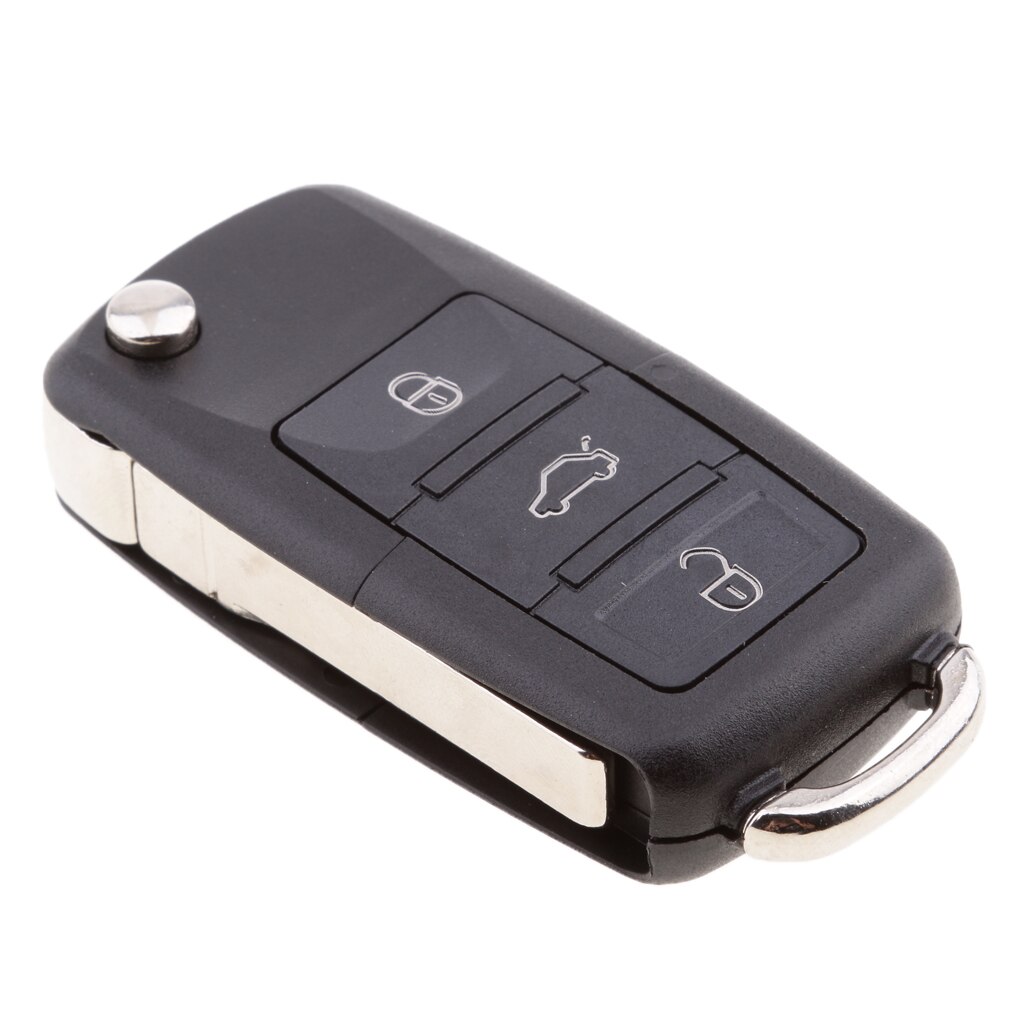 Llave de coche plegable a distancia negra para VW Bora Passat Golf Jetta Sharan Touran