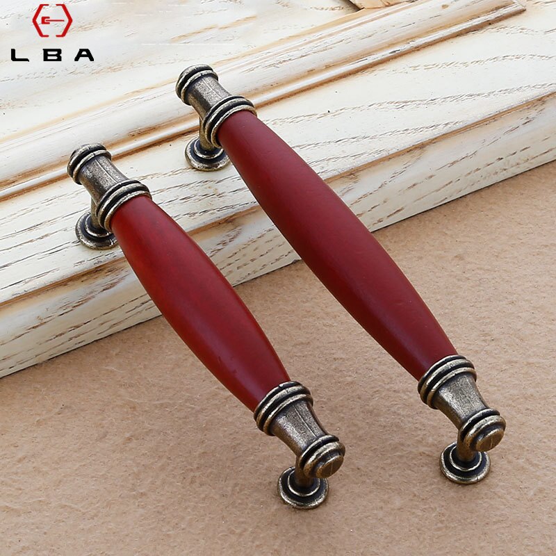 Retro Red Zinc Alloy Kitchen Handles Door Cupboard Cabinet Knobs European Wardrobe Decorative Furniture Handle Drawer Pull