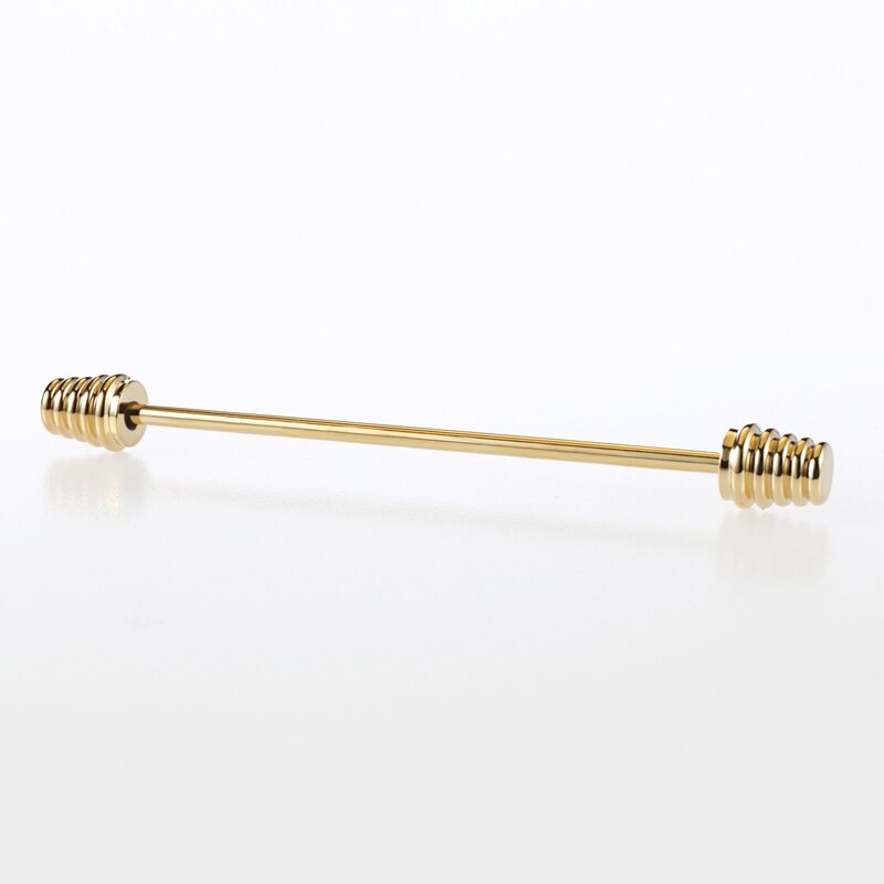 9 Stil herren Edelstahl Gold Kragen Pin 6cm Brosche Krawatte Kragen Pin Runde Kopf für dünne Krawatte Hemd Mit Kragen: Hellgelb Gold Farbe