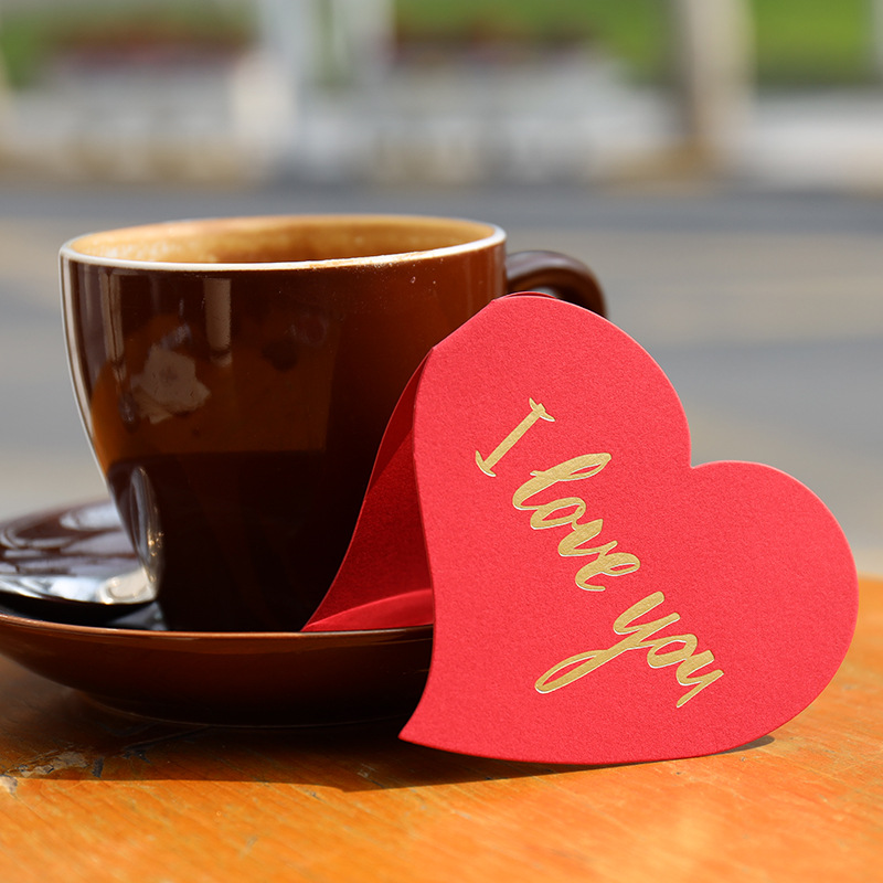 110x110mm Red/Black Heart Shape Writing Paper Card With Envelopes For Stamping With Mini Paper Envelopes