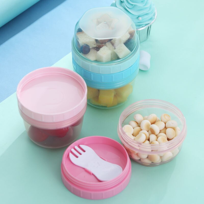 Portable Baby Food Storage Box With Lid Fork Infant Container Plastic Kids Children Feeding Storage Boxs