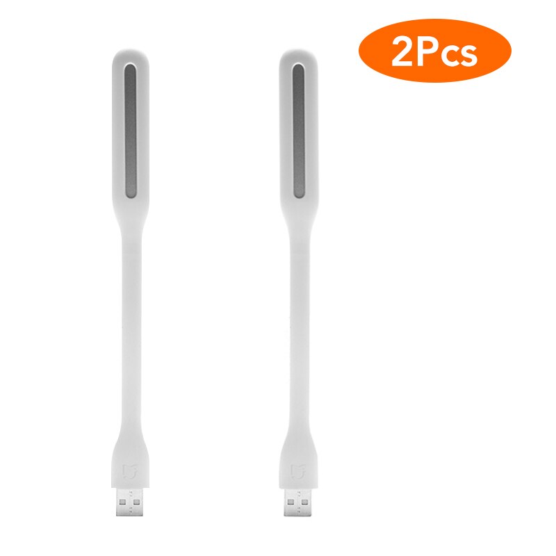 Original Xiaomi Mijia USB Light Flexible Detachable USB Fan Xiomi Portable LED Light with Switch Control Pocket Size 5V 1.2W: 2pcs White Lights