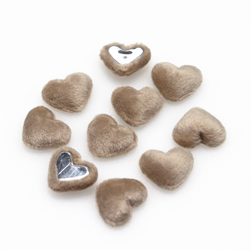 17mm 50 Uds. Botones cubiertos de tela de franela con forma de corazón cabujón plano DIY decoración del hogar accesorios artesanales para álbum de recortes: Níquel negro