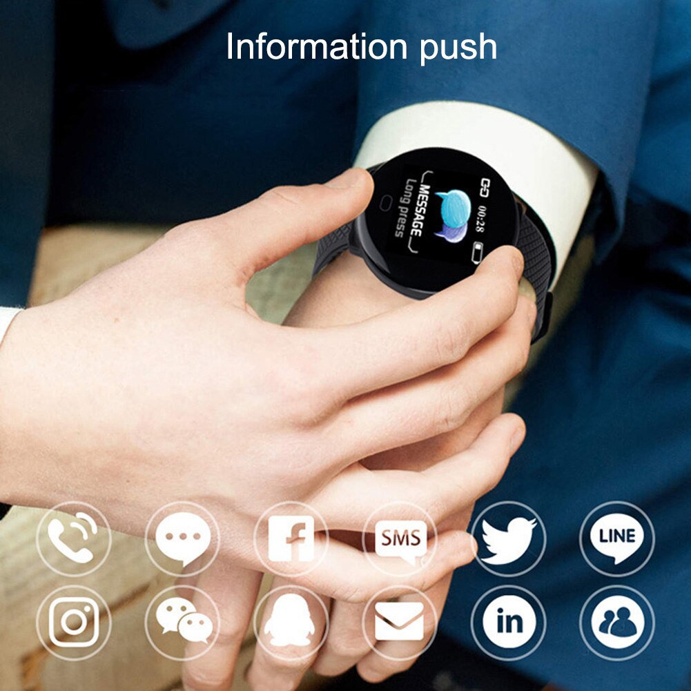 D19 slimme horloges rond bluetooth bloeddrukmeter bloedzuurstof hartslagmeter waterdicht sporthorloge stappenteller