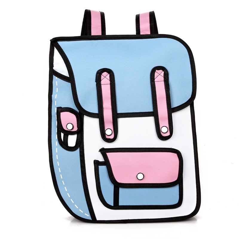 3D Jump Style 2D Tekening Cartoon Paper Bag Comic Rugzak Messenger Tote Leuke Student Zakken Unisex Bolos
