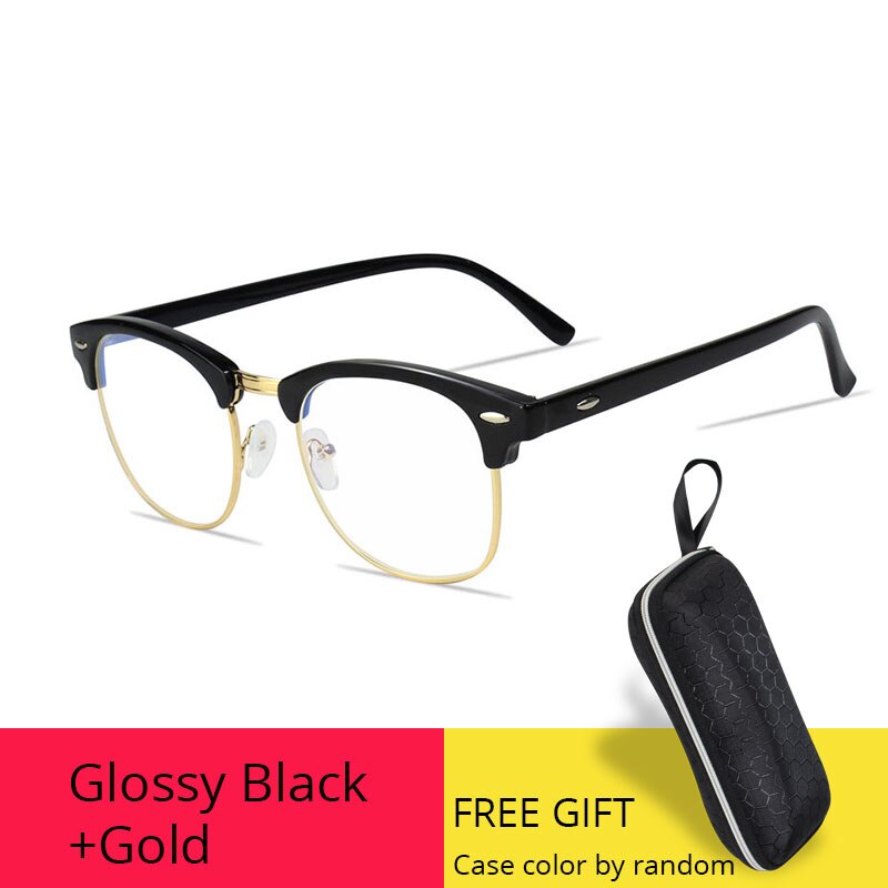 Transparent Computer Glasses Blue Light Blocking Women Men Spectacle Frame Anti Blue Ray Anti Radiation Clear Eyeglasses: Black n Gold
